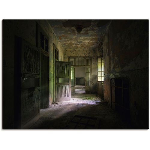 4062144649848 - Wandbild ARTLAND Lost Place Düsterer Flur Türen Gang Bilder Gr B H 60 cm x 45 cm Leinwandbild Fenster & Türen Querformat 1 St braun Kunstdrucke als Alubild Leinwandbild Wandaufkleber oder Poster in versch Größen