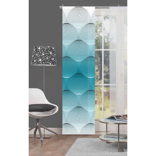 4056751243858 - Schiebegardine HOME WOHNIDEEN BENARI Gardinen blau (petrol) Fertiggardine Flächenvorhang Gardine Plissee Sonnenschutz-Plissee Übergardine Vorhang nach Räumen HxB 245x60 inkl Befestigungszubehör