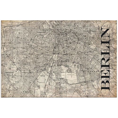 4062144186497 - Wandbild ARTLAND Berlin Karte Straßen Grunge Bilder Gr B H 60 cm x 40 cm Alu-Dibond-Druck Deutschland Querformat 1 St beige (naturfarben) Bild Poster Bilder als Alubild Leinwandbild Wandaufkleber oder in versch Größen