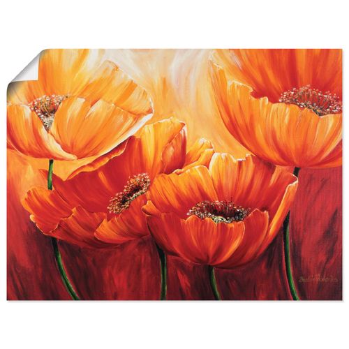 4055327604437 - Wandbild ARTLAND Vier Mohnblumen Bilder Gr B H 60 cm x 45 cm Poster Blumen Querformat 1 St orange Bild Poster Bilder als Leinwandbild Wandaufkleber oder in versch Größen