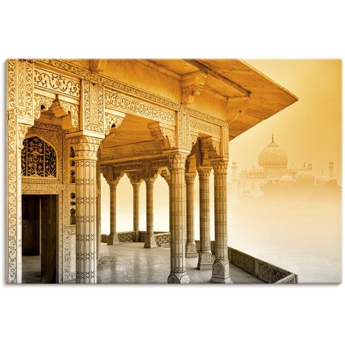 4062144623442 - Wandbild ARTLAND Fort Agra mit Taj Mahal Bilder Gr B H 60 cm x 40 cm Leinwandbild Gebäude Querformat 1 St orange Kunstdrucke als Alubild Leinwandbild Wandaufkleber oder Poster in versch Größen