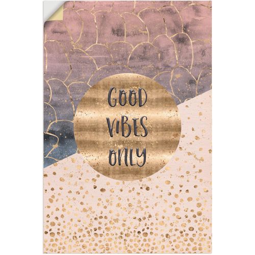 4059745816199 - Wandbild ARTLAND Nur gute Schwingungen Bilder Gr B H 60 cm x 90 cm Wandaufkleber - Vinyl Sprüche & Texte 1 St goldfarben Bild Kunstdruck Leinwandbild Kunstdrucke Bilder als Alubild Leinwandbild Wandaufkleber oder Poster in versch Größen