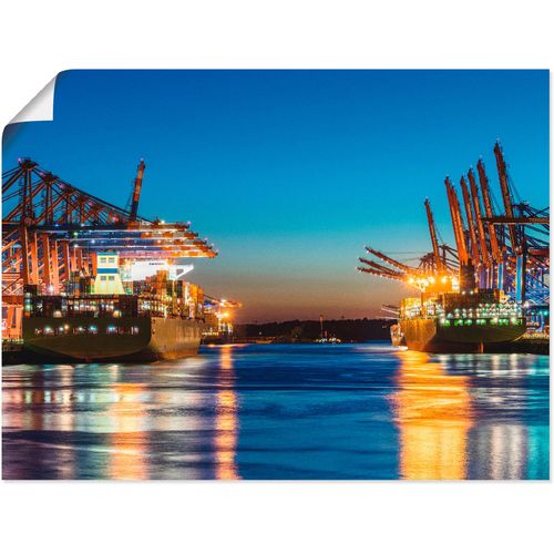 4057738861553 - Wandbild ARTLAND Hamburg Hafen am Abend 2 Bilder Gr B H 40 cm x 30 cm Poster Deutschland Querformat 1 St bunt Bild Poster Bilder als Alubild Leinwandbild Wandaufkleber oder in versch Größen
