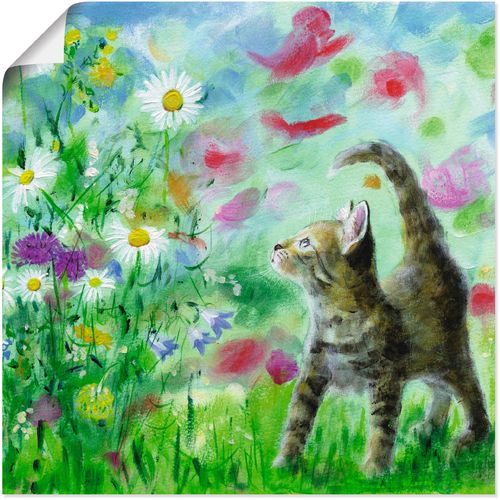 4055327383578 - Wandbild ARTLAND Sommerwiese mit Kätzchen Bilder Gr B H 30 cm x 30 cm Poster Haustiere 1 St grün Bild Kunstdruck Kunstdrucke Bilder als Leinwandbild Wandaufkleber oder Poster in versch Größen