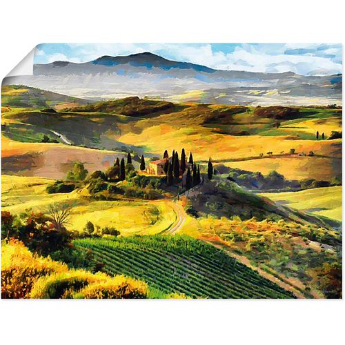 4062144706480 - Wandbild ARTLAND Toskana von oben Bilder Gr B H 60 cm x 45 cm Poster Bilder von Europa Querformat 1 St gelb Kunstdrucke als Alubild Leinwandbild Wandaufkleber oder Poster in versch Größen