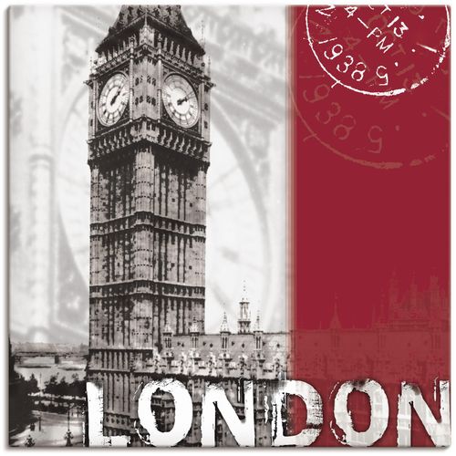 4055327222228 - Wandbild ARTLAND London_bordeauxrot Bilder Gr B H 40 cm x 40 cm Leinwandbild Gebäude 1 St rot Bild Leinwandbild Kunstdrucke Bilder als Alubild Leinwandbild Wandaufkleber oder Poster in versch Größen