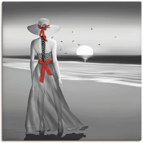 4062144217689 - Wandbild ARTLAND Ein Blick zurück aufs Meer Bilder Gr B H 40 cm x 40 cm Leinwandbild Frau 1 St schwarz Bild Kunstdruck Metallbild Metallbilder Bilder als Alubild Leinwandbild Wandaufkleber oder Poster in versch Größen