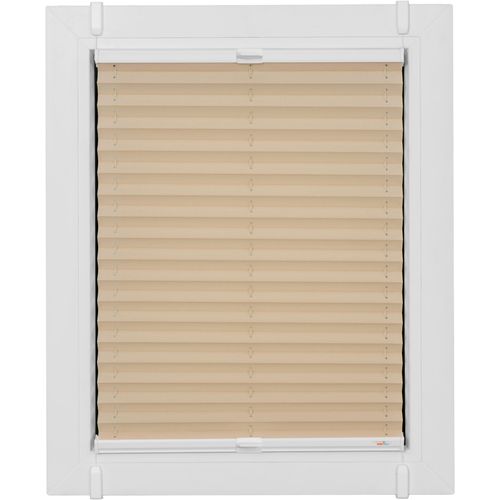 4001442858156 - Plissee One Size Style Crepe Plissees Gr 190 cm zweiseitig verschiebbar 60 cm beige (sand weiß weiß) Plissees ohne Bohren Zubehörfarbe zum Klemmen