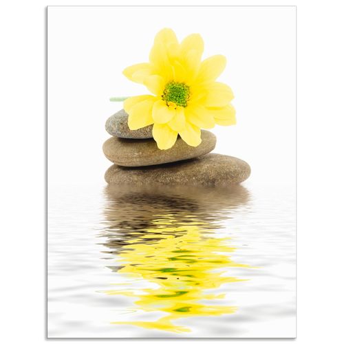 4057738375395 - Wandbild ARTLAND Zen Spa Steine mit Blumen II Bilder Gr B H 30 cm x 40 cm Alu-Dibond-Druck Zen Hochformat 1 St gelb Bild Metallbild Metallbilder Bilder als Alubild Leinwandbild Wandaufkleber oder Poster in versch Größen