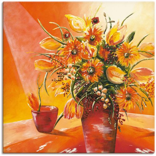4055327137652 - Wandbild ARTLAND Blumenstrauß in Vase I Bilder Gr B H 50 cm x 50 cm Leinwandbild Blumen 1 St orange Bild Poster Bilder als Alubild Leinwandbild Wandaufkleber oder in versch Größen