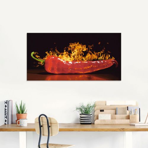 4059745103749 - Glasbild ARTLAND Roter scharfer Chilipfeffer Bilder Gr B H 125 cm x 50 cm Glasbild Lebensmittel 1 St rot Glasbilder in verschiedenen Größen