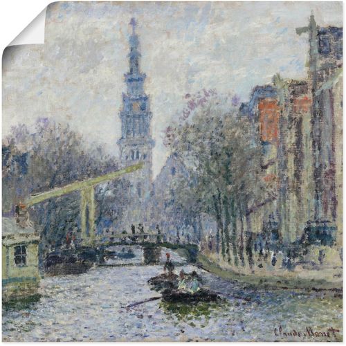 4055327540797 - Wandbild ARTLAND Ansicht von Amsterdam mit Kanal 1874 Bilder Gr B H 50 cm x 50 cm Poster Niederlande 1 St blau Bild Metallbild Metallbilder Bilder als Alubild Leinwandbild Wandaufkleber oder Poster in versch Größen