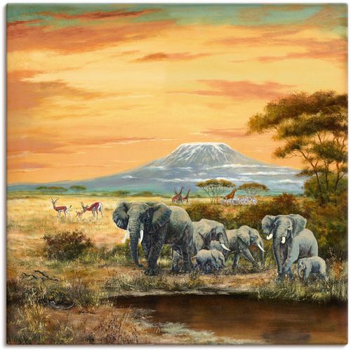 4055327143080 - Wandbild ARTLAND Afrikalandschaft mit Elefanten Bilder Gr B H 70 cm x 70 cm Leinwandbild Wildtiere 1 St braun Bild Leinwandbild Kunstdrucke Bilder als Alubild Leinwandbild Wandaufkleber oder Poster in versch Größen