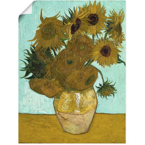 4055327552875 - Wandbild ARTLAND Vase mit Sonnenblumen 1888 Bilder Gr B H 30 cm x 40 cm Poster Blumen 1 St gelb Bild Poster Bilder als Leinwandbild Wandaufkleber oder in versch Größen