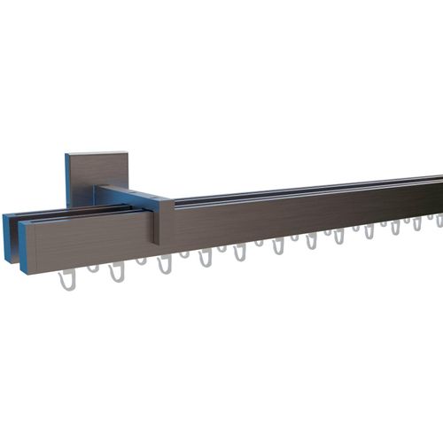 4068585001818 - Gardinenstange INDEKO Bern Gardinenstangen Gr L 350 cm 1 St 2 läufig silberfarben (satin silberfarben) Gardinenstangen nach Maß Innenlauf Komplett-Set inkl Gleitern und Montagematerial