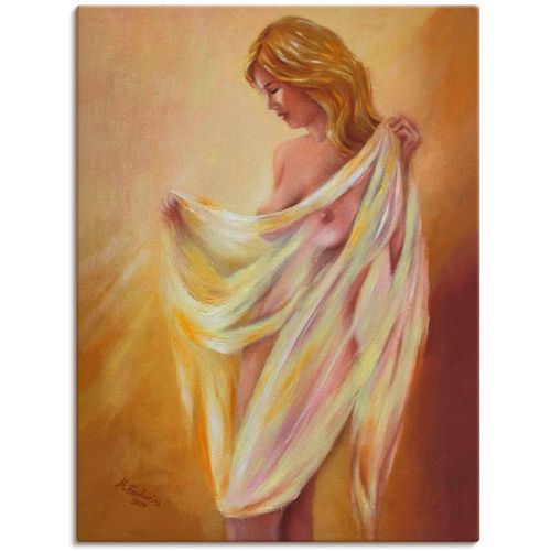 4057738884774 - Wandbild ARTLAND Akt mit Tuch Bilder Gr B H 45 cm x 60 cm Leinwandbild Frau Hochformat 1 St braun Bild Poster Bilder als Alubild Leinwandbild Wandaufkleber oder in versch Größen