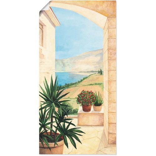 4055327295949 - Wandbild ARTLAND Blick auf Toskanalandschaft Bilder Gr B H 50 cm x 100 cm Poster Fensterblick 1 St beige (naturfarben) Bild Metallbild Metallbilder Bilder als Alubild Leinwandbild Wandaufkleber oder Poster in versch Größen