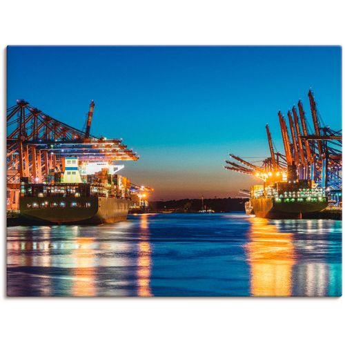 4057738860303 - Wandbild ARTLAND Hamburg Hafen am Abend 2 Bilder Gr B H 120 cm x 90 cm Leinwandbild Deutschland Querformat 1 St bunt Bild Poster Bilder als Alubild Leinwandbild Wandaufkleber oder in versch Größen