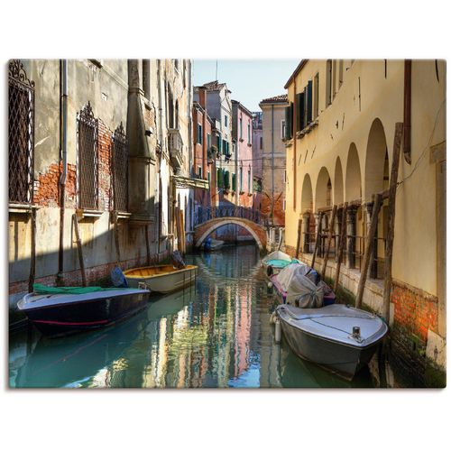4059745779593 - Wandbild ARTLAND Boote auf Kanal in Venedig Bilder Gr B H 40 cm x 30 cm Leinwandbild Italien 1 St gelb Bild Leinwandbild Kunstdrucke Bilder als Alubild Leinwandbild Wandaufkleber oder Poster in versch Größen