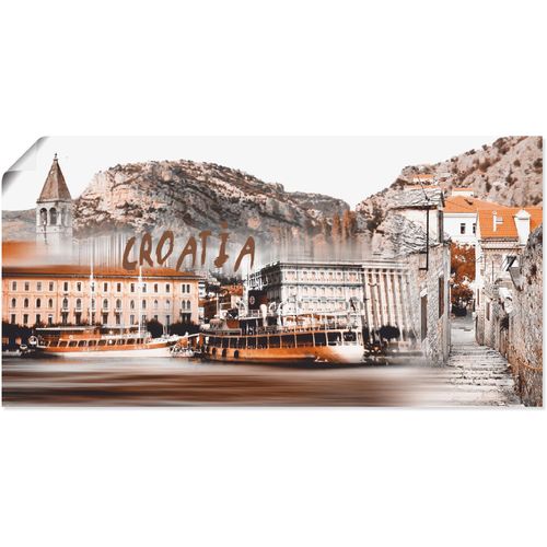 4055327588416 - Wandbild ARTLAND Kroatien Skyline abstrakte Collage Bilder Gr B H 60 cm x 30 cm Poster Kroatien 1 St beige (naturfarben) Bild Kunstdruck Kunstdrucke Bilder als Leinwandbild Wandaufkleber oder Poster in versch Größen