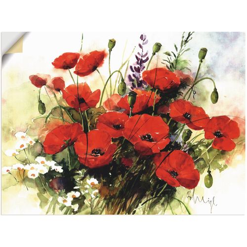 4062144323755 - Wandbild ARTLAND Blumen Zusammenstellung III Bilder Gr B H 60 cm x 45 cm Wandaufkleber - Vinyl Blumen 1 St rot Bild Kunstdruck Kunstdrucke Bilder als Leinwandbild Wandaufkleber oder Poster in versch Größen