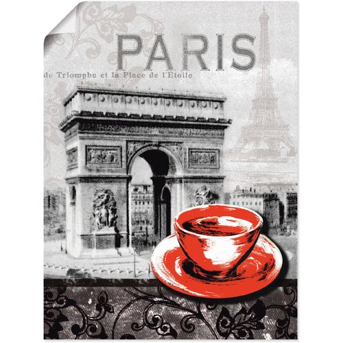 4055327639835 - Wandbild ARTLAND Paris - Café au Lait Milchkaffee Bilder Gr B H 30 cm x 40 cm Poster Gebäude 1 St schwarz Bild Metallbild Metallbilder Bilder als Alubild Leinwandbild Wandaufkleber oder Poster in versch Größen