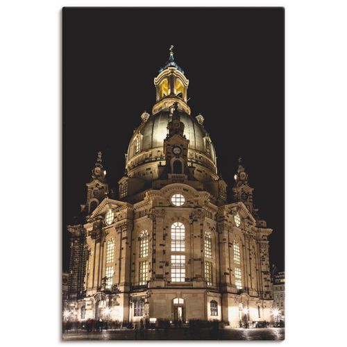 4059745556477 - Wandbild ARTLAND Erleuchtete Frauenkirche in Dresden Bilder Gr B H 80 cm x 120 cm Leinwandbild Gebäude Hochformat 1 St beige (naturfarben) Bild Poster Bilder als Alubild Leinwandbild Wandaufkleber oder in versch Größen