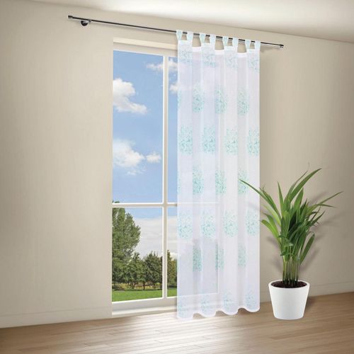 4007863680321 - Gardine Indira Gr 1 grün (mint weiß) B140cm H245cm Wirkware Polyester Gardinen Schlaufenschal Indira mit Prägedruck 4007863680321 - Gardine Indira Gr 1 grün (mint weiß) B140cm H245cm Wirkware Polyester Gardinen Schlaufenschal Indira mit Prägedruck