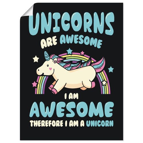 4059745980524 - Wandbild ARTLAND Einhorn Spruch Bilder Gr B H 30 cm x 40 cm Poster Humor Hochformat 1 St blau Bild Poster Bilder als Alubild Leinwandbild Wandaufkleber oder in versch Größen