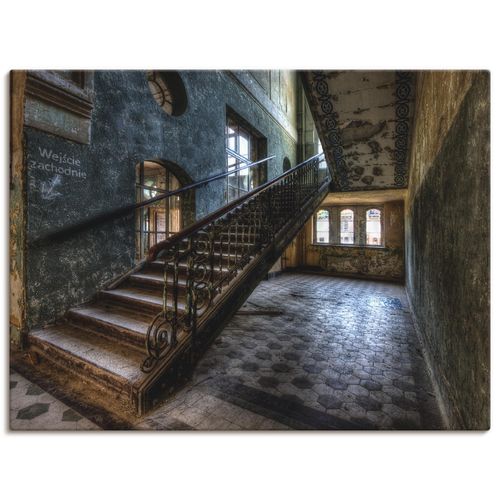 4055327771085 - Wandbild ARTLAND Lost Place - Treppen Bilder Gr B H 80 cm x 60 cm Leinwandbild Architektonische Elemente Querformat 1 St grau Kunstdrucke als Leinwandbild Poster in verschied Größen