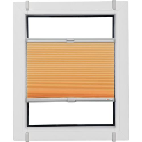 4001442934867 - Wabenplissee One Size Style Honeycomb TL Plissees Gr 210 cm zweiseitig verschiebbar 80 cm orange (apricot grau grau) Plissees ohne Bohren Zubehörfarbe zum Klemmen