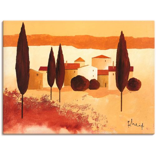 4055327818186 - Wandbild ARTLAND Kleines Mediterranes Dorf Bilder Gr B H 60 cm x 45 cm Leinwandbild Wiesen & Bäume 1 St orange Bild Kunstdruck Kunstdrucke Bilder als Leinwandbild Wandaufkleber oder Poster in versch Größen