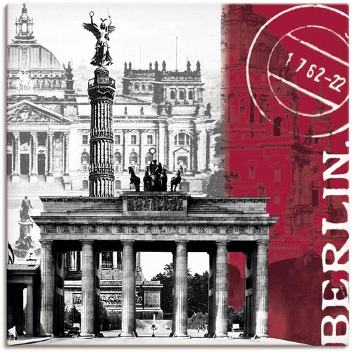 4055327164283 - Wandbild ARTLAND Berlin I Bilder Gr B H 100 cm x 100 cm Leinwandbild Gebäude 1 St rot Bild Poster Bilder als Alubild Leinwandbild Wandaufkleber oder in versch Größen