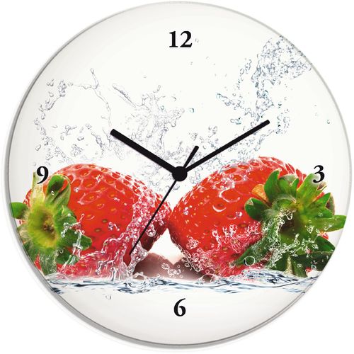 4062144346945 - Wanduhr ARTLAND Erdbeeren mit Spritzwasser Wanduhren Gr T 18 cm Funkuhr rot Wanduhren wahlweise mit Quarz- oder Funhuhrwerk lautlos ohne Tickgeräusche