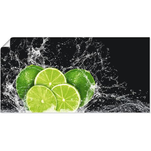 4062144593646 - Wandbild ARTLAND Limone mit Spritzwasser Bilder Gr B H 40 cm x 20 cm Poster Obst Bilder Querformat 1 St grün Kunstdrucke als Alubild Leinwandbild Wandaufkleber oder Poster in versch Größen