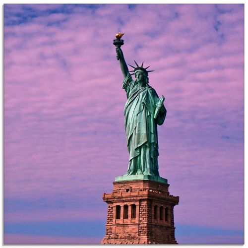4059745935517 - Glasbild ARTLAND Freiheitsstatue Bilder Gr B H 40 cm x 40 cm Glasbild Amerika quadratisch 1 St beige (naturfarben) Bild Glasbild Glasbilder Bilder in verschiedenen Größen