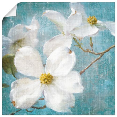 4055327733519 - Wandbild ARTLAND Vintage Blüte I Bilder Gr B H 30 cm x 30 cm Poster Blumen quadratisch 1 St blau Bild Leinwandbild Kunstdrucke Bilder als Leinwandbild Wandaufkleber oder Poster in versch Größen