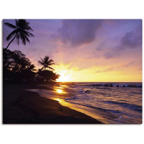 4059745733847 - Wandbild ARTLAND Tropischer Strand Bilder Gr B H 40 cm x 30 cm Leinwandbild Sonnenaufgang & -untergang 1 St lila Bild Poster Bilder als Alubild Leinwandbild Wandaufkleber oder in versch Größen