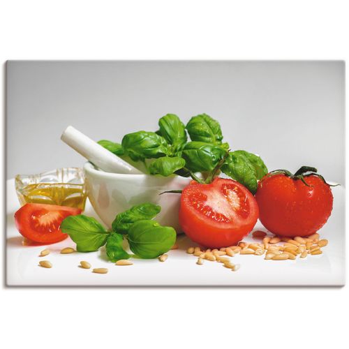 4057738680888 - Wandbild ARTLAND Bereit für Pesto Bilder Gr B H 120 cm x 80 cm Leinwandbild Lebensmittel Querformat 1 St weiß Bild Leinwandbild Kunstdrucke Bilder als Alubild Leinwandbild Wandaufkleber oder Poster in versch Größen