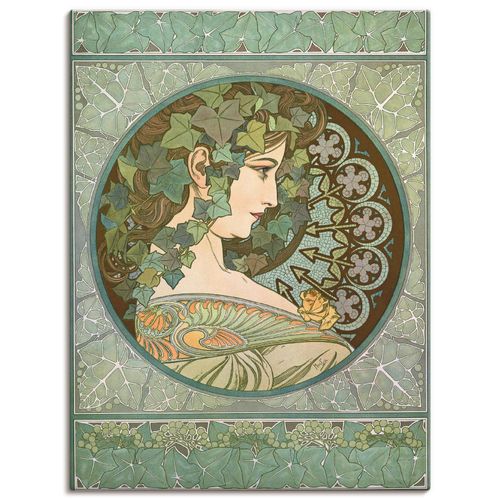 4055327997607 - Wandbild ARTLAND Efeu 1901 Bilder Gr B H 45 cm x 60 cm Leinwandbild Frau Hochformat 1 St grün Bild Poster Bilder als Leinwandbild Wandaufkleber oder in versch Größen
