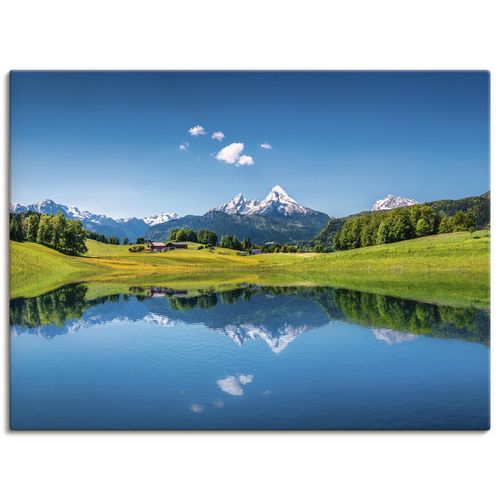 4057738316275 - Wandbild ARTLAND Landschaft in den Alpen Bilder Gr B H 120 cm x 90 cm Leinwandbild Berge Querformat 1 St blau Bild Leinwandbild Kunstdrucke Bilder als Alubild Leinwandbild Wandaufkleber oder Poster in versch Größen
