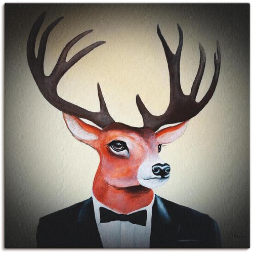 4055327774949 - Wandbild ARTLAND Undercover Hirsch Bilder Gr B H 30 cm x 30 cm Leinwandbild Humor 1 St beige (naturfarben) Bild Kunstdruck Kunstdrucke Bilder als Leinwandbild Wandaufkleber oder Poster in versch Größen