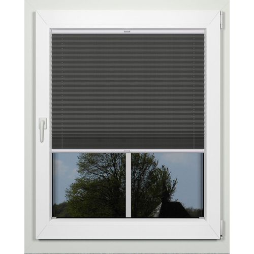 4042627340318 - Plissee INDEKO simple Plissees Gr 130 cm zweiseitig verschiebbar 93 cm grau (anthrazit weiß) Sonnenschutz-Plissees nach Maß