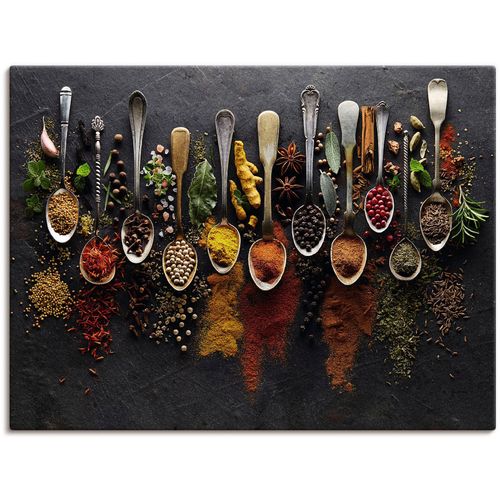 4062144602799 - Wandbild ARTLAND Kräuter Gewürze Schiefer Bilder Gr B H 60 cm x 45 cm Leinwandbild Lebensmittel Querformat 1 St bunt Kunstdrucke als Alubild Leinwandbild Wandaufkleber oder Poster in versch Größen