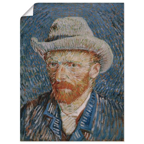 4057738021797 - Wandbild ARTLAND Selbstbildnis mit grauem Filzhut 1887 Bilder Gr B H 60 cm x 80 cm Poster Porträts Hochformat 1 St blau Bild Leinwandbild Kunstdrucke Bilder als Leinwandbild Wandaufkleber oder Poster in versch Größen