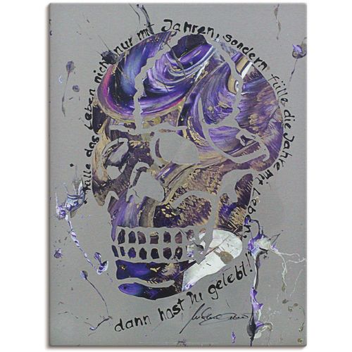 4057738880134 - Wandbild ARTLAND Totenkopf 3 Bilder Gr B H 60 cm x 80 cm Leinwandbild Körper Hochformat 1 St lila Bild Metallbild Metallbilder Bilder als Alubild Leinwandbild Wandaufkleber oder Poster in versch Größen