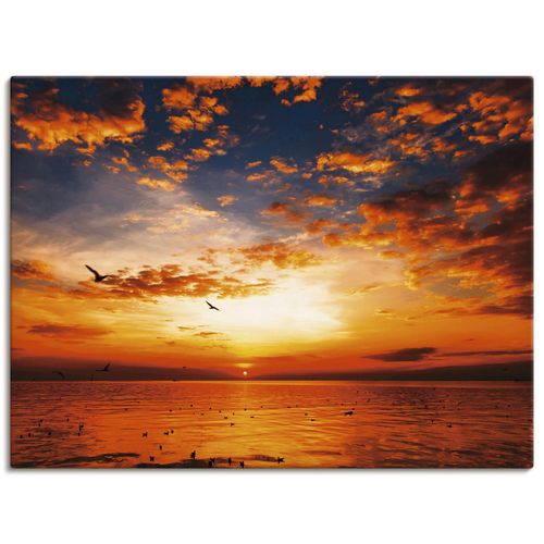 4059745920902 - Wandbild ARTLAND Sonnenuntergang am Strand Bilder Gr B H 120 cm x 90 cm Leinwandbild Sonnenaufgang & -untergang Querformat 1 St orange Bild Poster Bilder als Alubild Leinwandbild Wandaufkleber oder in versch Größen