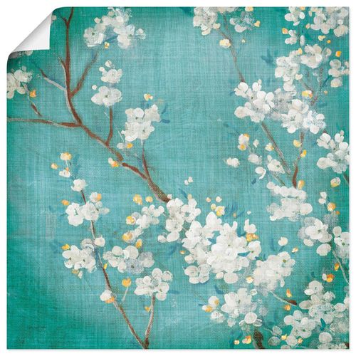 4055327733830 - Wandbild ARTLAND Weiße Kirschblüten II Bilder Gr B H 50 cm x 50 cm Poster Blumen quadratisch 1 St grün Bild Poster Bilder als Leinwandbild Wandaufkleber oder in versch Größen