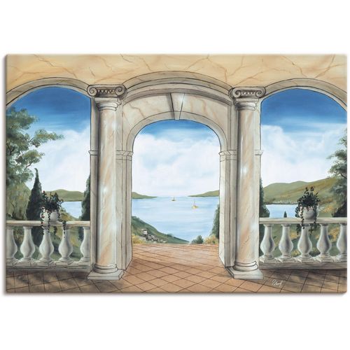 4055327163156 - Wandbild ARTLAND griechische Terrasse Bilder Gr B H 100 cm x 70 cm Leinwandbild Europa 1 St beige (naturfarben) Bild Leinwandbild Kunstdrucke Bilder als Alubild Leinwandbild Wandaufkleber oder Poster in versch Größen