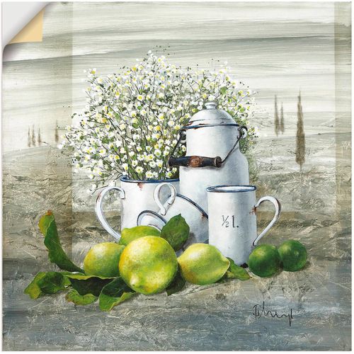4062144329153 - Wandbild ARTLAND Stillleben mit Milchkanne Bilder Gr B H 30 cm x 30 cm Wandaufkleber - Vinyl Arrangements 1 St grün Bild Kunstdruck Poster Bilder als Leinwandbild Wandaufkleber oder in versch Größen